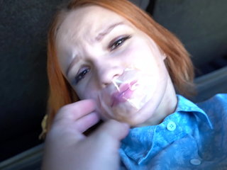 Fucked a tied up girl in trunk in woods and cum in her mouth